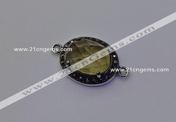 NGC5532 16*20mm oval lemon quartz connectors wholesale
