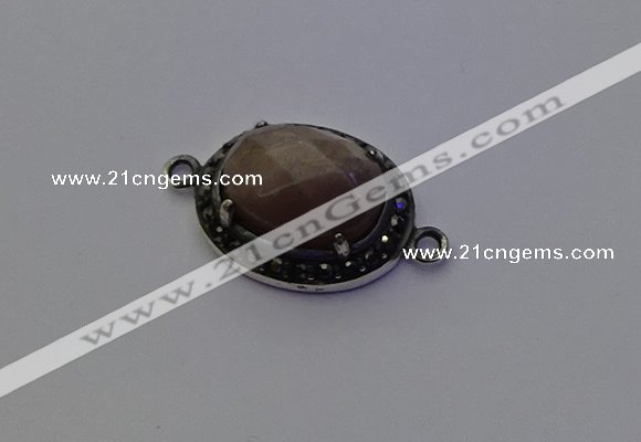 NGC5540 16*20mm oval moonstone gemstone connectors wholesale