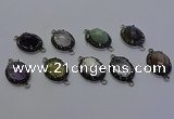 NGC5545 16*20mm oval mixed gemstone connectors wholesale