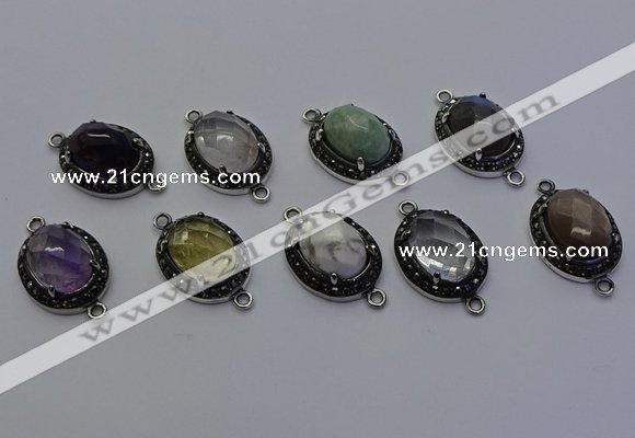 NGC5545 16*20mm oval mixed gemstone connectors wholesale