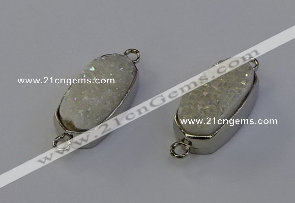 NGC5548 10*22mm - 12*25mm freeform plated druzy quartz connectors