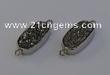 NGC5549 10*22mm - 12*25mm freeform plated druzy quartz connectors