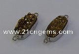 NGC5550 10*22mm - 12*25mm freeform plated druzy quartz connectors