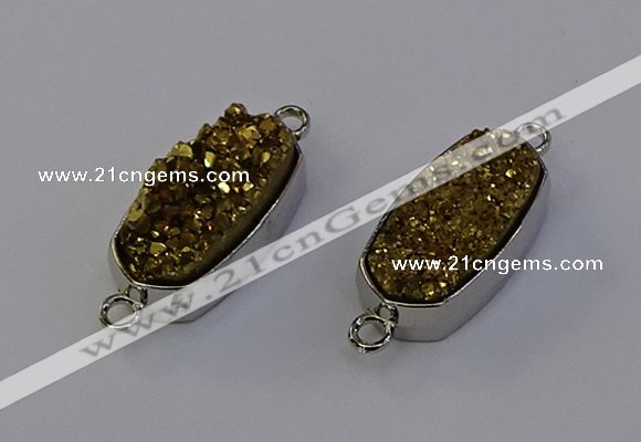 NGC5550 10*22mm - 12*25mm freeform plated druzy quartz connectors