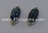 NGC5551 10*22mm - 12*25mm freeform plated druzy quartz connectors