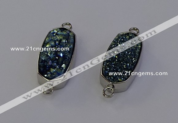 NGC5551 10*22mm - 12*25mm freeform plated druzy quartz connectors