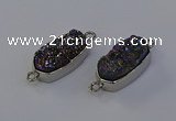 NGC5552 10*22mm - 12*25mm freeform plated druzy quartz connectors