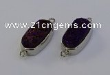 NGC5554 10*22mm - 12*25mm freeform plated druzy quartz connectors