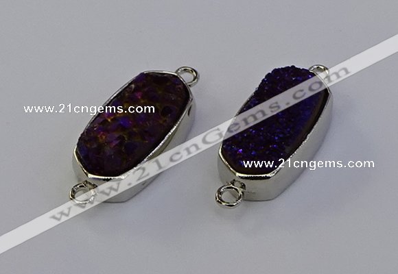 NGC5554 10*22mm - 12*25mm freeform plated druzy quartz connectors