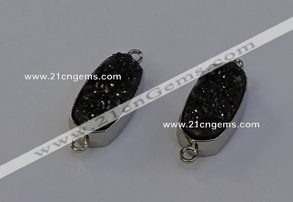 NGC5555 10*22mm - 12*25mm freeform plated druzy quartz connectors