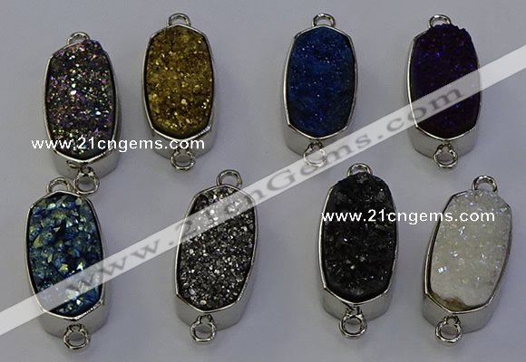 NGC5557 10*22mm - 12*25mm freeform plated druzy quartz connectors