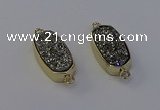 NGC5560 10*22mm - 12*25mm freeform plated druzy quartz connectors