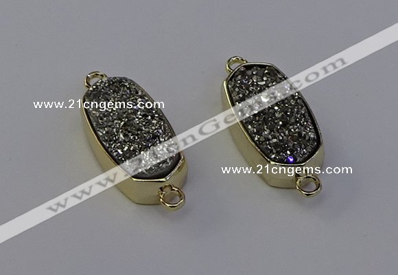 NGC5560 10*22mm - 12*25mm freeform plated druzy quartz connectors