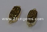 NGC5561 10*22mm - 12*25mm freeform plated druzy quartz connectors