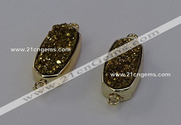 NGC5561 10*22mm - 12*25mm freeform plated druzy quartz connectors