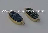 NGC5562 10*22mm - 12*25mm freeform plated druzy quartz connectors