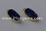 NGC5564 10*22mm - 12*25mm freeform plated druzy quartz connectors