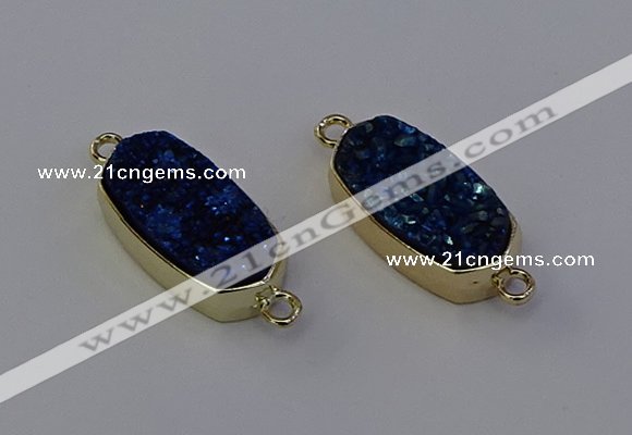 NGC5564 10*22mm - 12*25mm freeform plated druzy quartz connectors