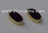 NGC5565 10*22mm - 12*25mm freeform plated druzy quartz connectors