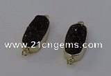 NGC5566 10*22mm - 12*25mm freeform plated druzy quartz connectors