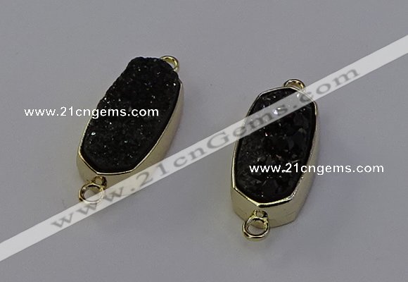 NGC5566 10*22mm - 12*25mm freeform plated druzy quartz connectors