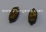 NGC5572 10*22mm - 12*25mm freeform plated druzy quartz connectors