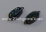 NGC5573 10*22mm - 12*25mm freeform plated druzy quartz connectors