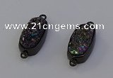 NGC5574 10*22mm - 12*25mm freeform plated druzy quartz connectors