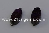 NGC5576 10*22mm - 12*25mm freeform plated druzy quartz connectors