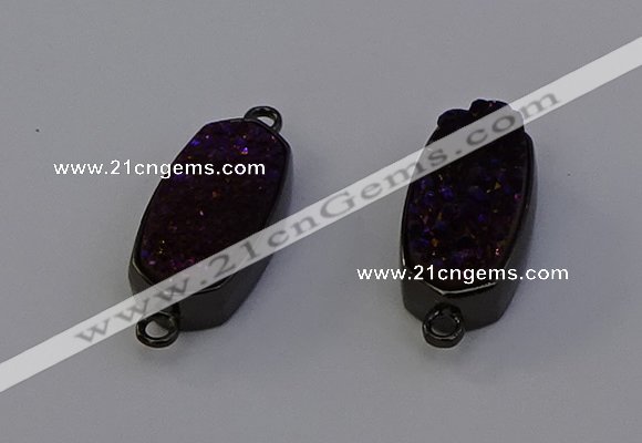 NGC5576 10*22mm - 12*25mm freeform plated druzy quartz connectors