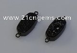 NGC5577 10*22mm - 12*25mm freeform plated druzy quartz connectors