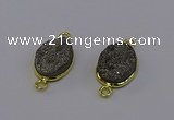 NGC5582 12*16mm oval plated druzy agate connectors wholesale