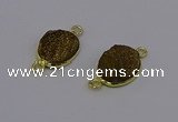 NGC5583 12*16mm oval plated druzy agate connectors wholesale