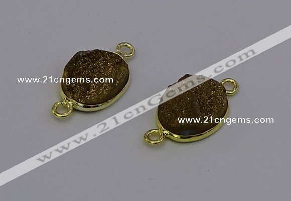 NGC5583 12*16mm oval plated druzy agate connectors wholesale