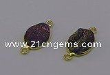 NGC5586 12*16mm oval plated druzy agate connectors wholesale