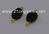 NGC5589 12*16mm oval plated druzy agate connectors wholesale