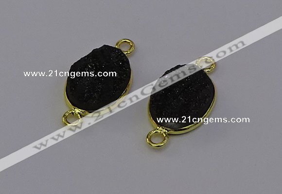 NGC5589 12*16mm oval plated druzy agate connectors wholesale