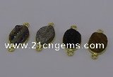 NGC5591 12*16mm oval plated druzy agate connectors wholesale