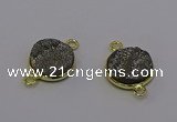 NGC5594 15mm - 16mm coin plated druzy agate connectors wholesale