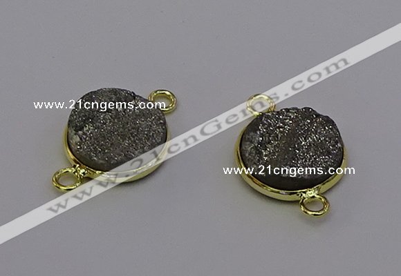 NGC5594 15mm - 16mm coin plated druzy agate connectors wholesale