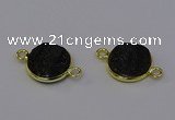 NGC5601 15mm - 16mm coin plated druzy agate connectors wholesale