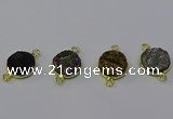 NGC5602 15mm - 16mm coin plated druzy agate connectors wholesale