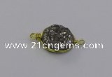 NGC5605 15mm - 16mm coin plated druzy quartz connectors wholesale