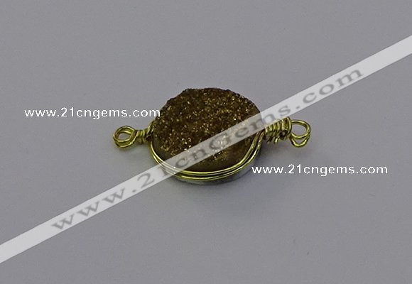 NGC5606 15mm - 16mm coin plated druzy quartz connectors wholesale