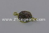 NGC5608 15mm - 16mm coin plated druzy quartz connectors wholesale