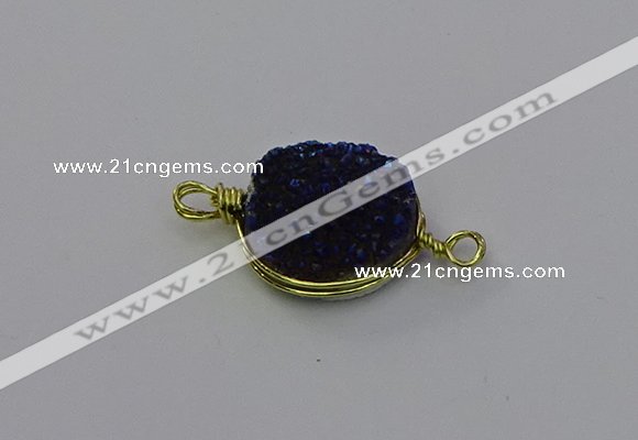 NGC5609 15mm - 16mm coin plated druzy quartz connectors wholesale