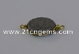 NGC5616 15*20mm oval plated druzy quartz connectors wholesale