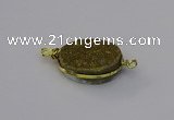 NGC5617 15*20mm oval plated druzy quartz connectors wholesale