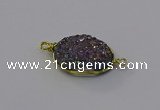 NGC5619 15*20mm oval plated druzy quartz connectors wholesale