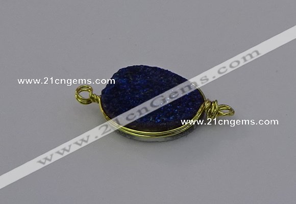 NGC5620 15*20mm oval plated druzy quartz connectors wholesale